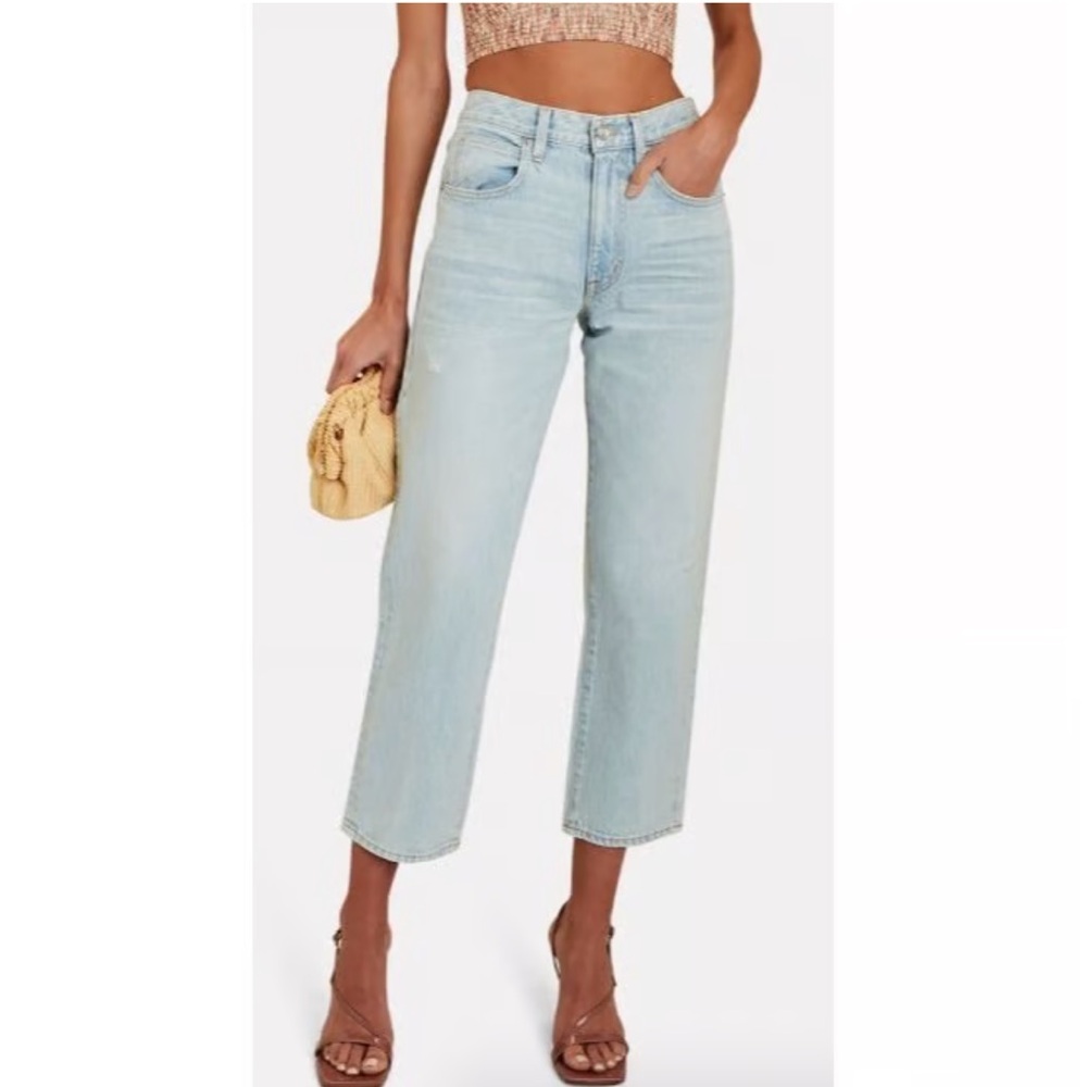Slvrlake Cropped Straight Leg Jeans - Light Wash Blue